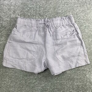Madewell Women Size L Shorts Lavender Stripe-Play Drawstring‎ Pull-On Paperback